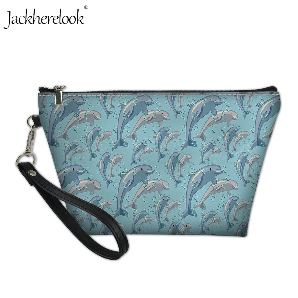 Jackherelook коллаж дельфина женская косметичка для хранения морская волна сумочка