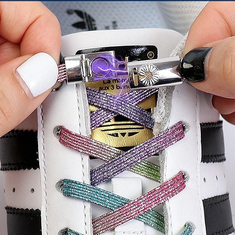 

Fashion daisy Magnetic lock No tie Shoe laces Elastic Colorful Shoelaces without ties Sneakers Shoelace Kids Adult Boot Laces