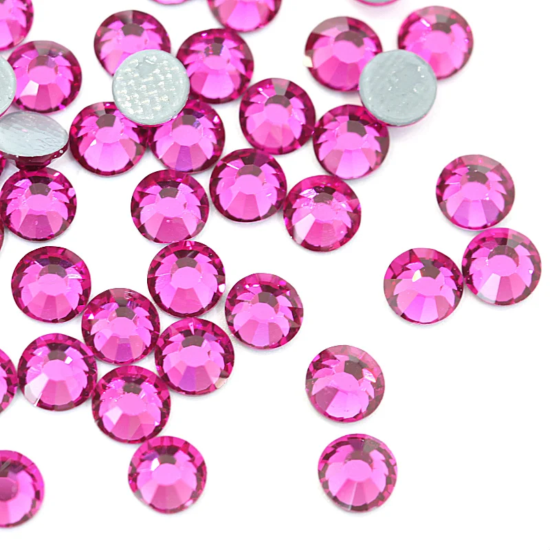 Стразы цвета фуксии AAAAA высококачественные стразы с плоской задней поверхностью