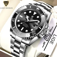 lige design top brand luxury watch stainless steel men automatic watch 100m waterproof sports mechanical watch reloj hombre 2021