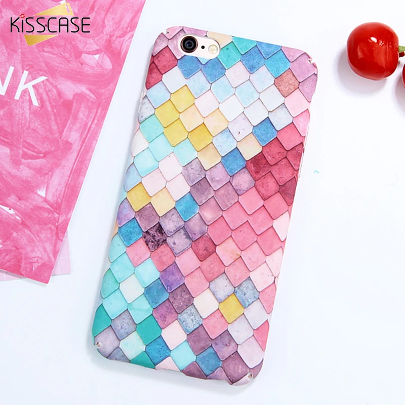 KISSCASE 3D Mermaid Case For iPhone 7 8 6 Plus Coque Scales Phone Cases X XS Max XR Good Luck for iphone plus | Мобильные телефоны