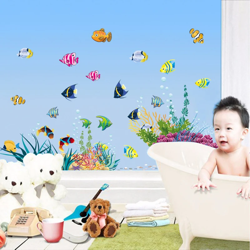 

Underwater Fish Bubble Height Measure Wall Stickers Children Growth Chart For Kids Room Mural Art Nursery Cartoon Decals Gift