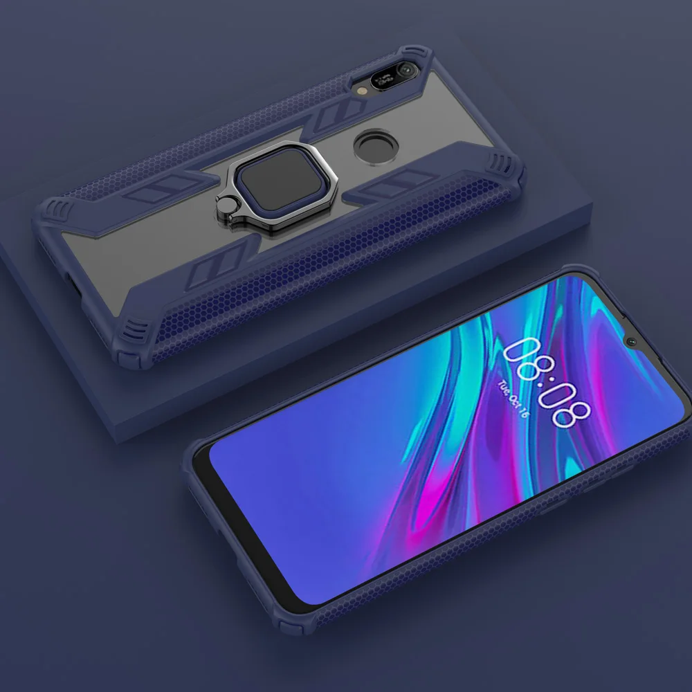 For Huawei Y6 2019 Dual Layer Magnetic Ring Armor Case Shockproof Impact Protective Back Kickstand Hard Luxury Cover | Мобильные