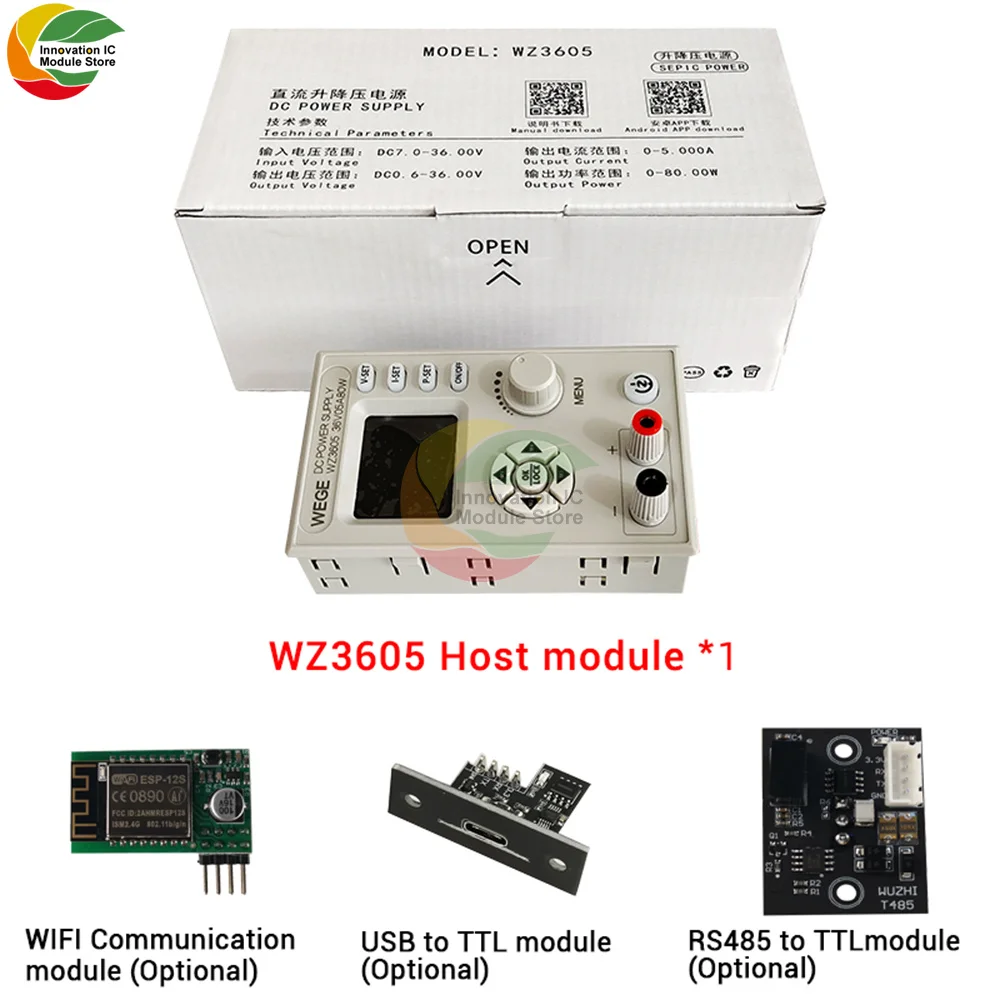 

WZ3605 Anti-backflow Adjustable Digital Control DC Power Supply Buck-boost Charging Module Constant Voltage and Constant Current