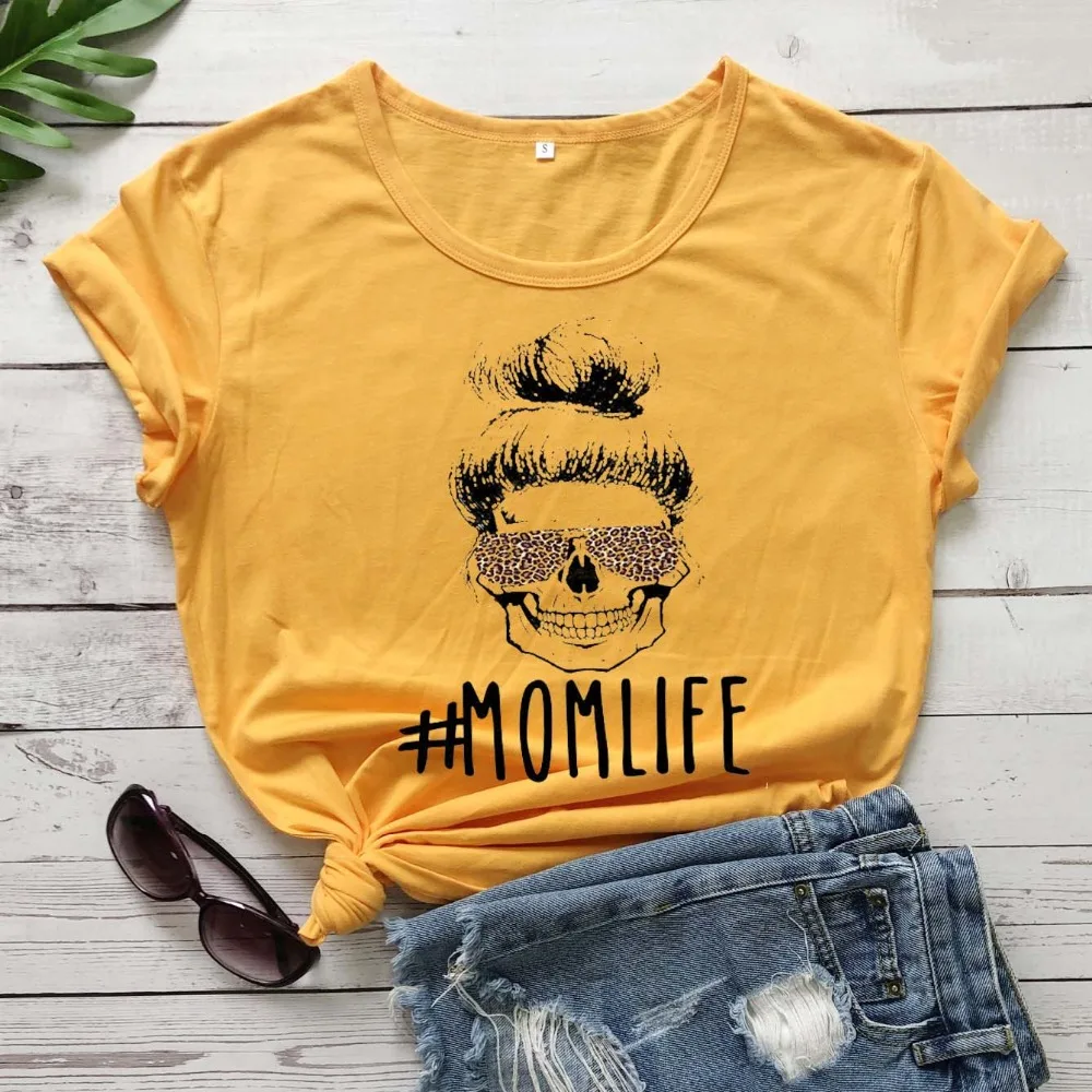 Модная футболка с цветным принтом черепа Momlife забавная графическим рисунком для