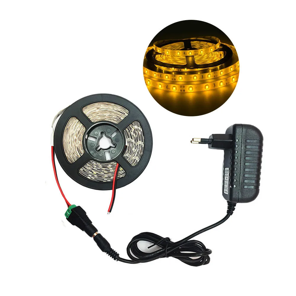 RGB Светодиодная лента 5 м 300 светодиодный s светодиодная лента световой полосы 12 В 2A Fiexble свет рождественский Настольный Декор лампа для ТВ фоновое освещение - Испускаемый цвет: Цвет: желтый
