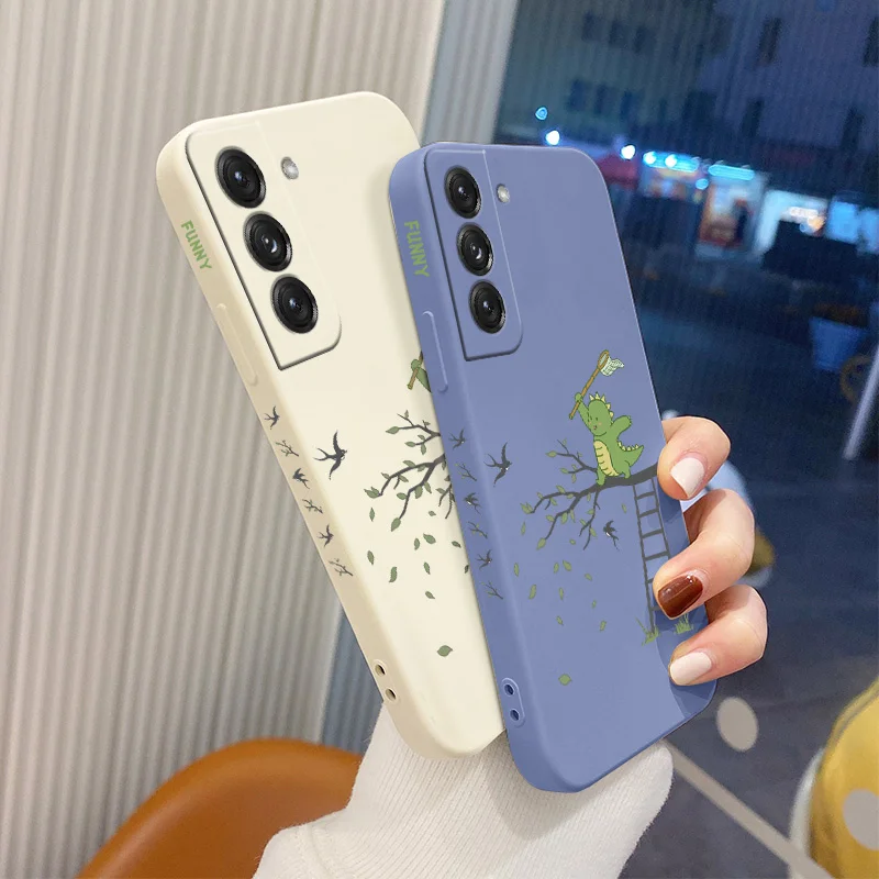 

Swallow Square Soft Case For Samsung Galaxy S21 S20 FE S10 Note 20 10 Plus A72 A52 A42 A32 A71 Liquid Silicone Phone Cover Case