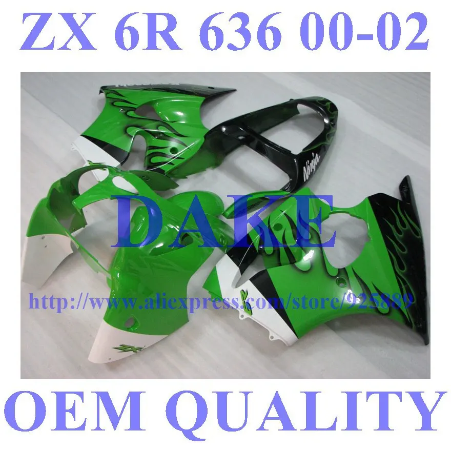 

Green Black Flame Fairings FOR ZX 6R 636 00 01 02 Tim ZX6R 2000 2001 2002 ZX 6R 00 01 02 Fairing Kit ZY711