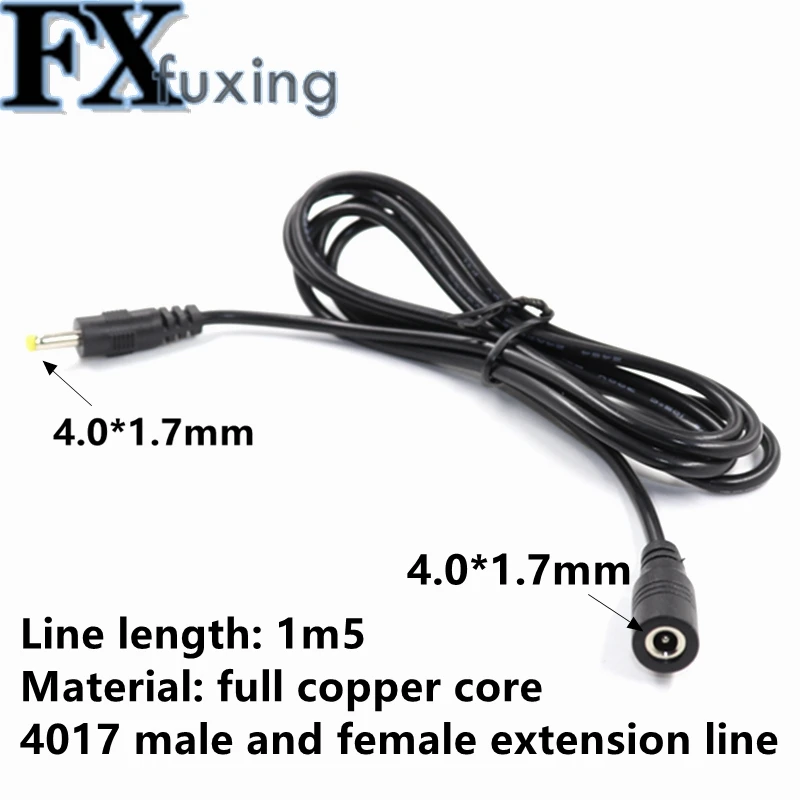 1PCS 4mm x 1.7mm DC Power connector Jack Adapter female + Male extension cable Plug 150cm 4.0*1.7MM 4017 Line Full Copper Core |