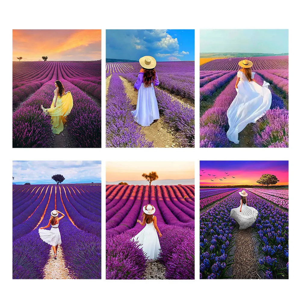 5D алмазная живопись полный круг сверло лаванда фон пейзаж вышивка наборы для