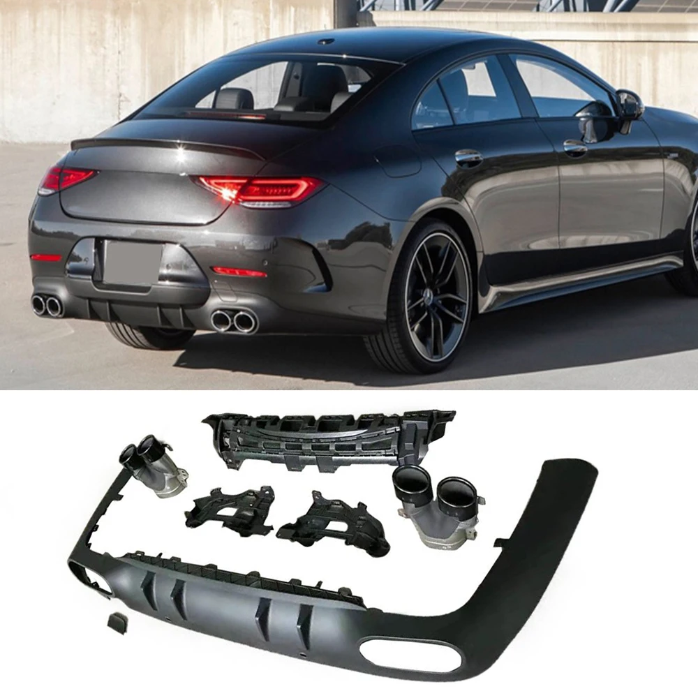 ПП черный задний бампер диффузор спойлер для Mercedes-Benz CLS класс C257 Спорт Non CLS53 AMG задний бампер диффузор