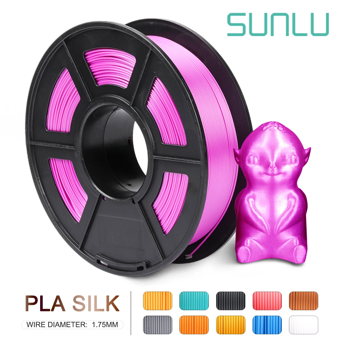 SILK-PURPLE SUNLU 1,75 мм шелковая нить Pla 1 кг 1,75 мм шелковая 3d нить для 3d принтера полноцветная шелковая нить для рукоделия Художественная печать - Цвет: SILK-PURPLE