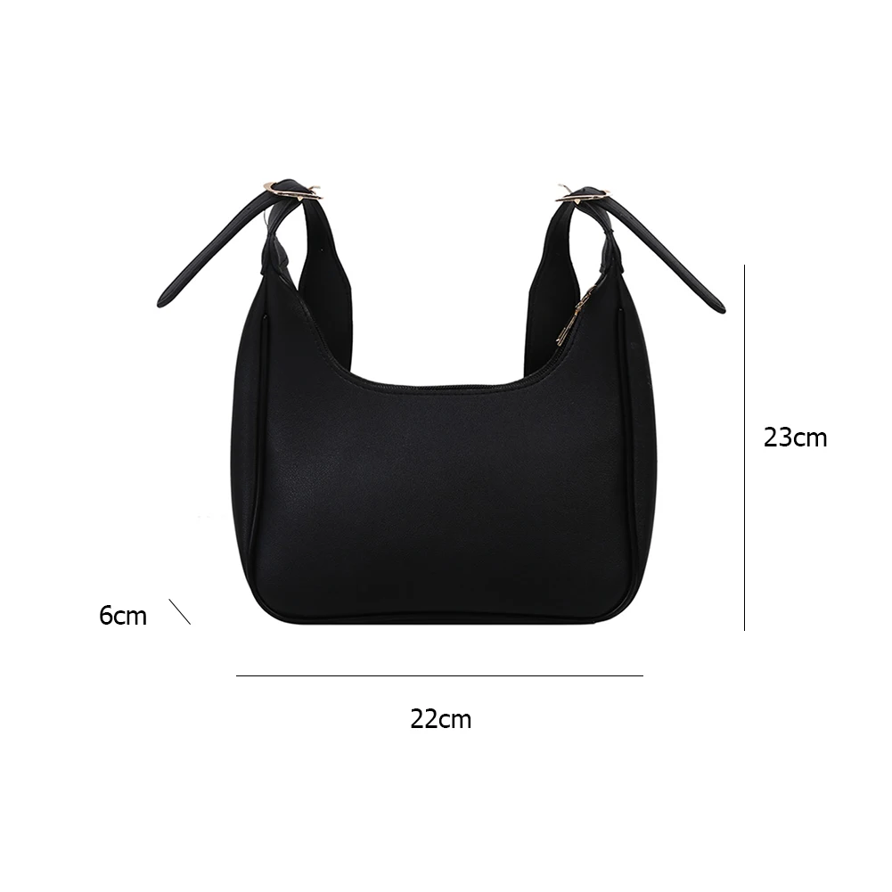 

PU Leather Street Crescent Zipper Shoulder Handbag Casual Retro Mini Shoulder Bag Female Simple Crossbody Bag