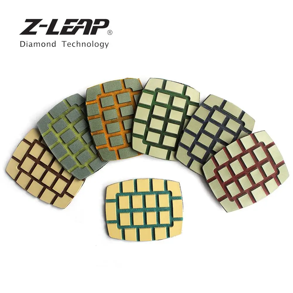 Z-LEAP 7PCS Diamond Polishing Pads Kit Concrete Floor Buffing Pad Square Abrasive Disc With Hoop Backer Dry For Polisher Machine