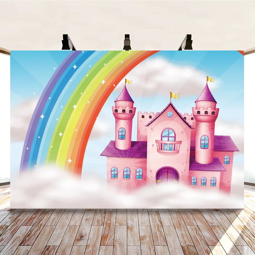 Фон для фотосъемки Yeele с изображением радужного замка облаков декорация детского