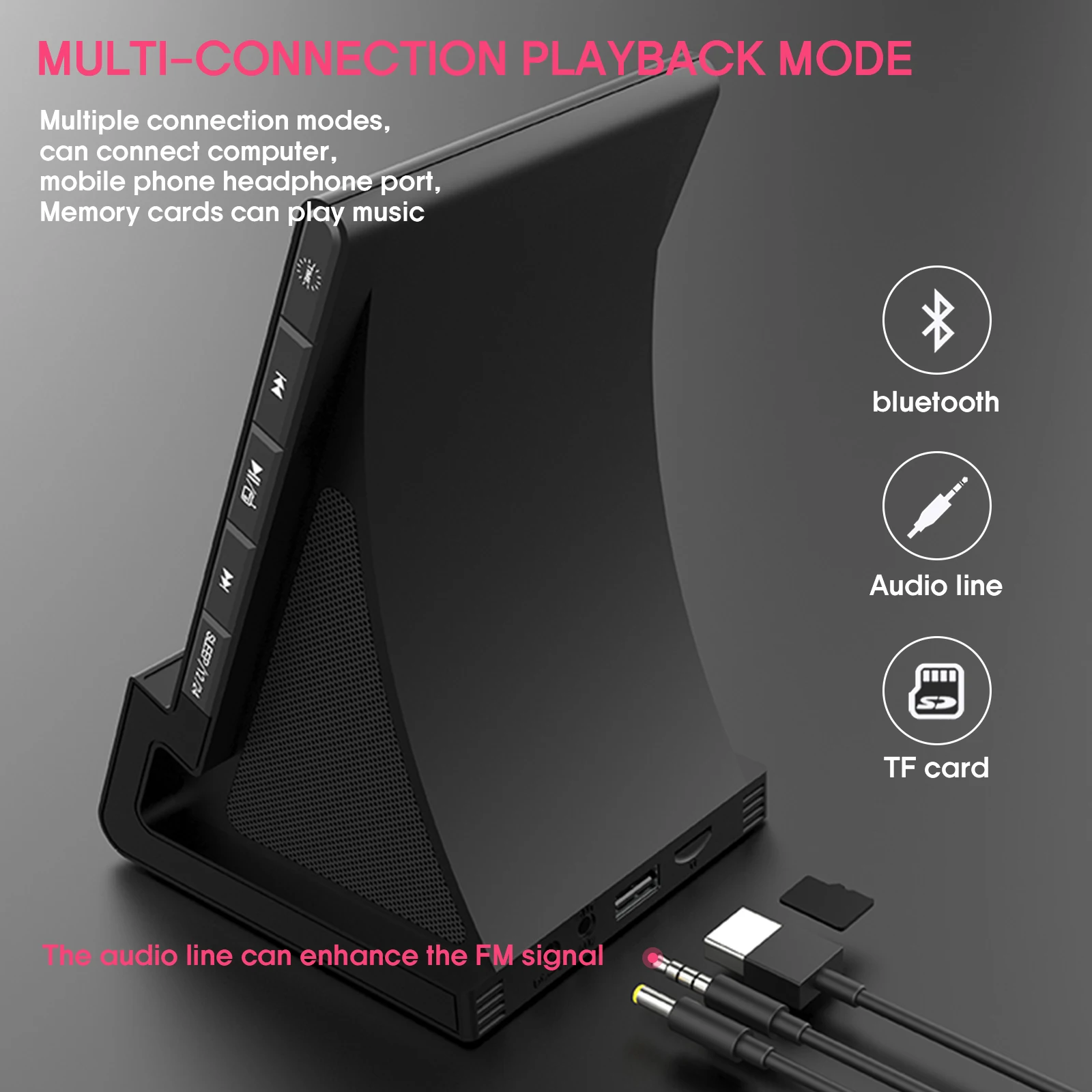 3 in 1 Multi-purpose Wireless Charger Alarm Clock Bluetooth Speaker LED Smart Digital Clock Table Desktop FM Radio Fast Charger