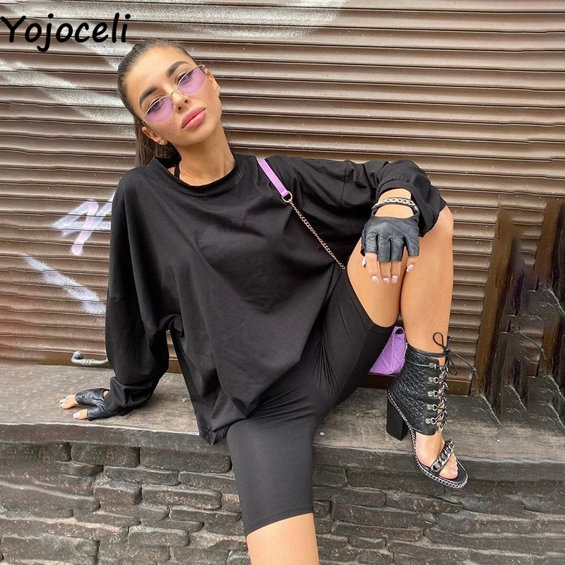 

Yojoceli Elegant casual cool women daily jumpsuit romper Sexy autumn 2 pieces set playsuit Black female chic overalls