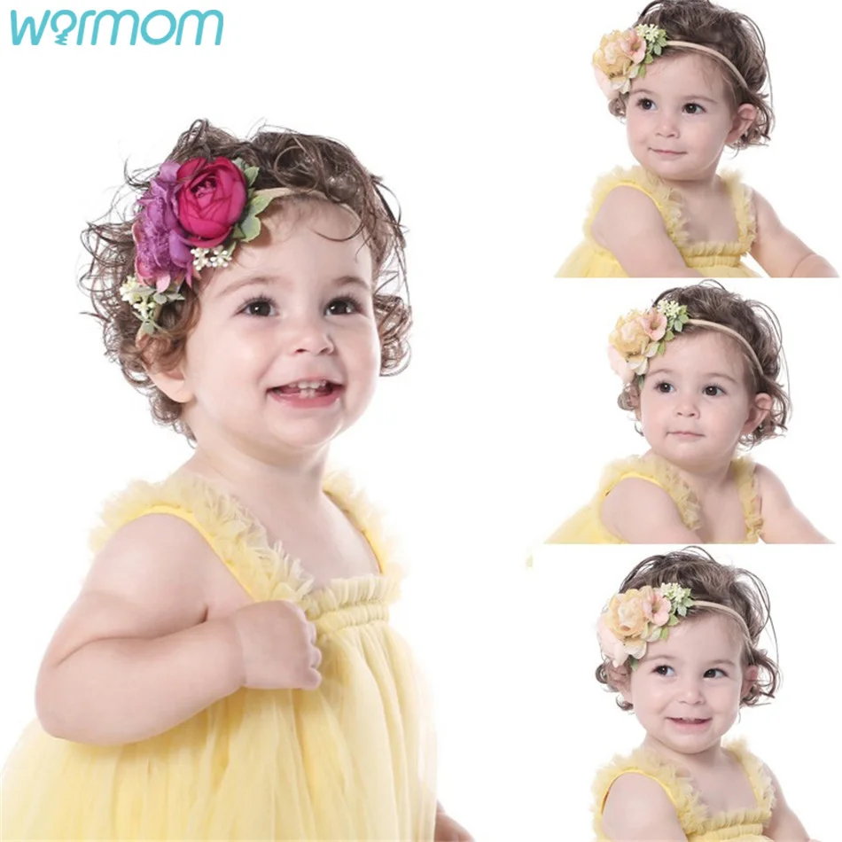 

Warmom European And American Simulation Flower Children's Hair Band High Stretch Nylon Baby Cute Soft Baby Hair Accessories