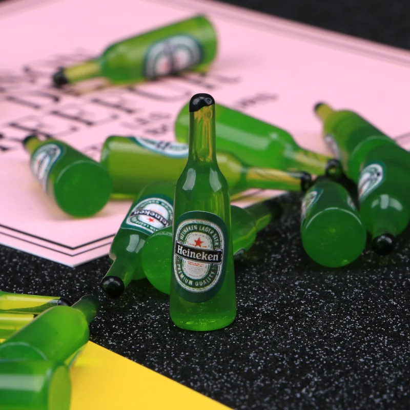 10 шт./лот искусственная 3D миниатюрная пивная бутылка Фея садовые украшения фигурки Смола Кабошон Ремесло деко части DIY Скрапбукинг