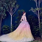 Роскошное платье с градиентом в несколько рядов, искусственное платье с V-образным вырезом, свадебное платье принцессы со шлейфом, платье для дня рождения, 15 лет