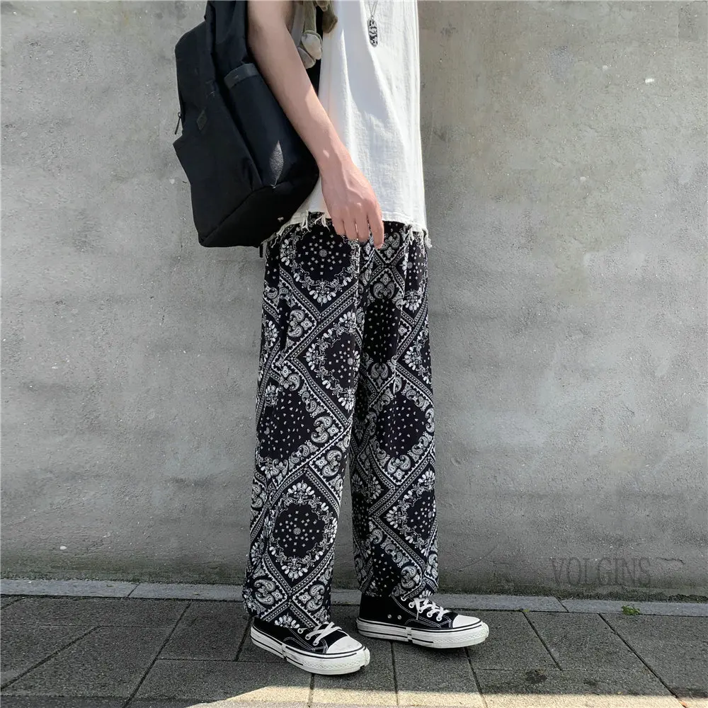 

Pop Joggers Pants Men Nice Spring Printed Elastic Waist Cropped Street Hip Hop Harem Pants Fashion Plus Size Loose Trousers 3XL