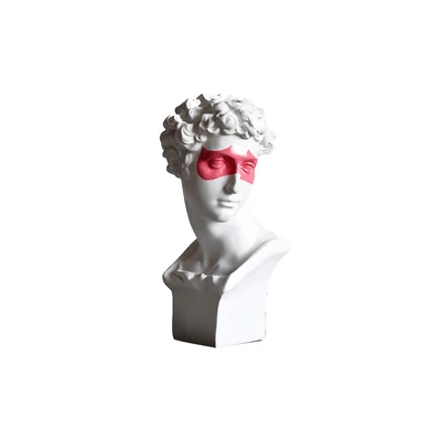 

Nordic Style Home Decoration Accessories New Creative Resin Sculpture Crafts White with Eye Mask David Bust Model Ornaments