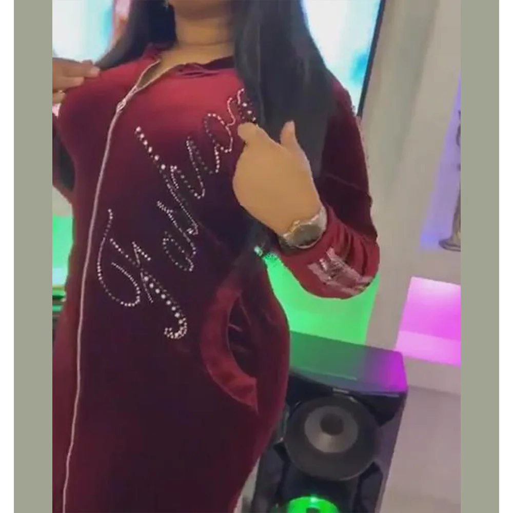 

Velvet African Dresses For Women 2021 Winter Spring Africa Clothing Muslim Long Maxi Dress High Quality Fashion Dress Lady