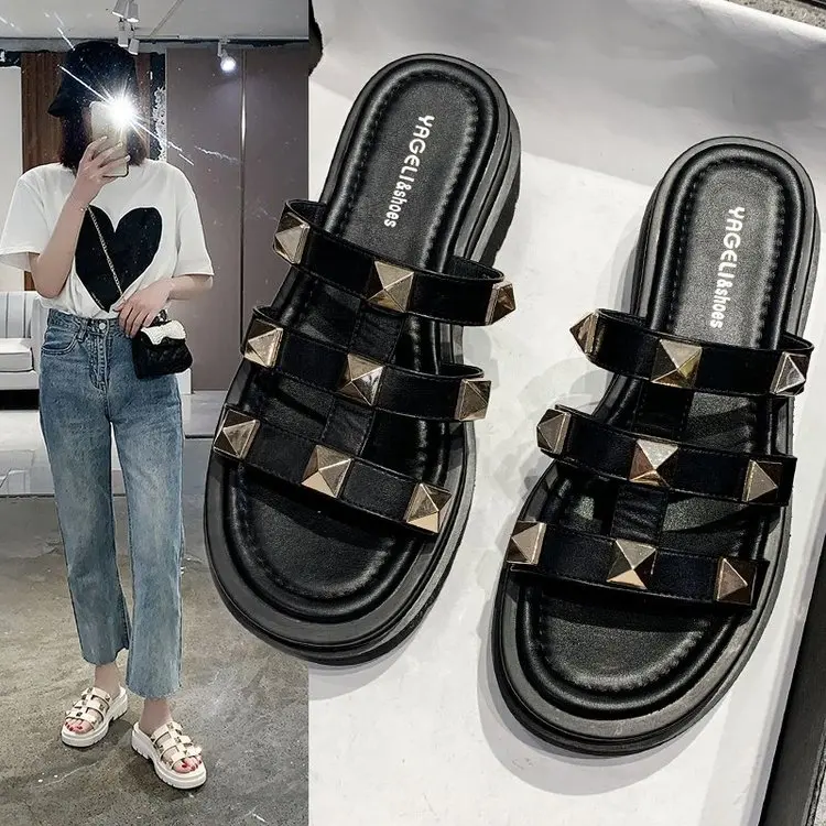 

Women's sandals and slippers 2021 fairy all-match nailing thick-soled muffin summer style new Roman height-increasing shoes