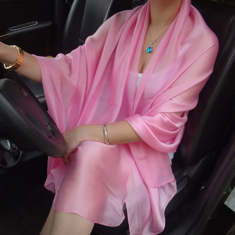 Корейский Тонкий длинный атласный вечерний шарф для платья женское пляжное