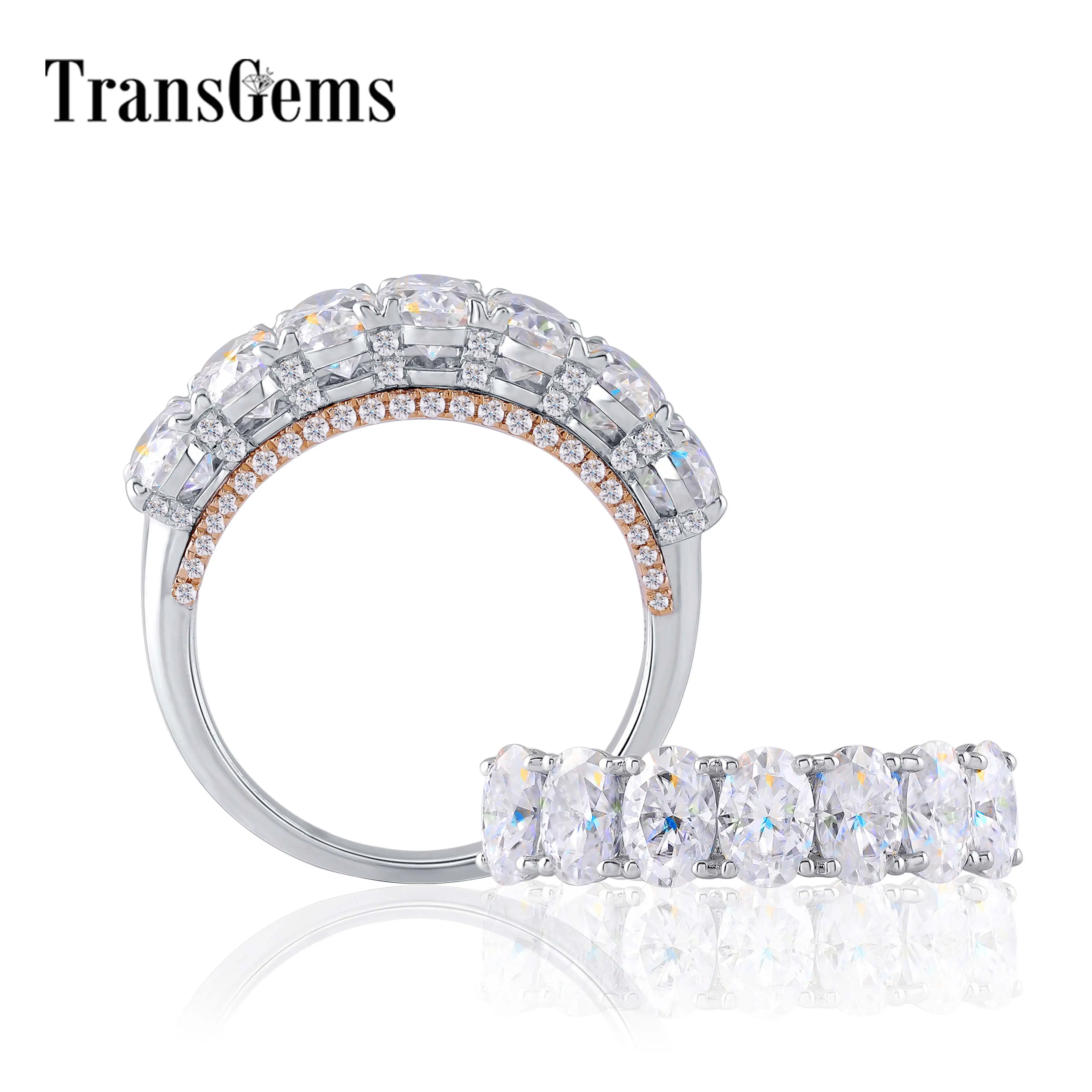 Transgems винтажный 14K 585 двухцветный Золотой 4*6 мм цвет GH Овальный Муассанит Половина