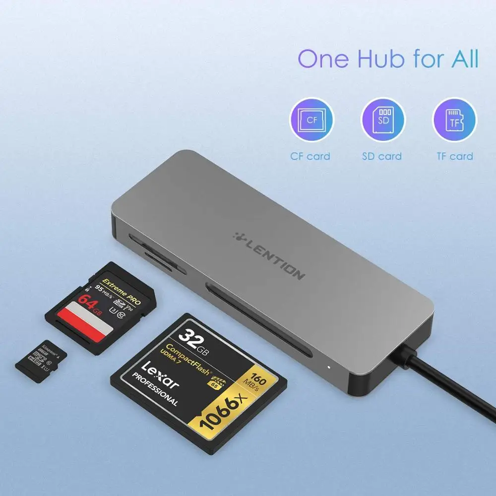 Кардридер USB C на SD/Micro SD/CF адаптер Type для MacBook Pro 16 (Порт Thunderbolt 3) Новый Air 13 |