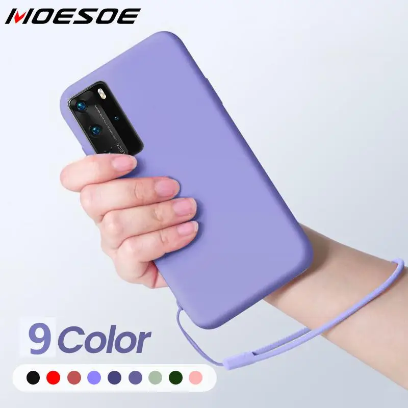 Жидкий силиконовый чехол с ремешком на руку для Huawei P40 Pro P30 P20 Mate 30 Lite P Smart Z Plus 2019 Nova