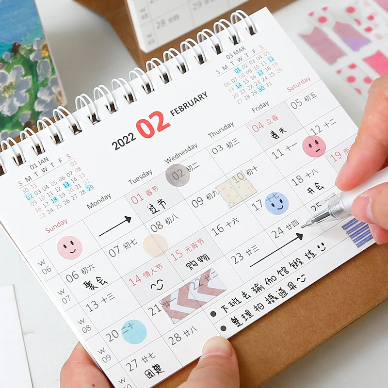 

Настольный календарь с милыми животными для путешествий, расписание, настольный планировщик, ежегодная Неделя, 2022