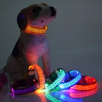 luminous fluorescent collars nylon dog collar night safety led glow dog harness cat collars glowing led pet collar
