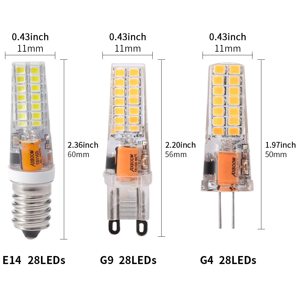 

1pc G4 G9 E14 LED Light Bulb 85-265V 5W LED Lamp SMD 3528 Spotlight Chandelier Lighting Replace Halogen Lamps White/Warm white