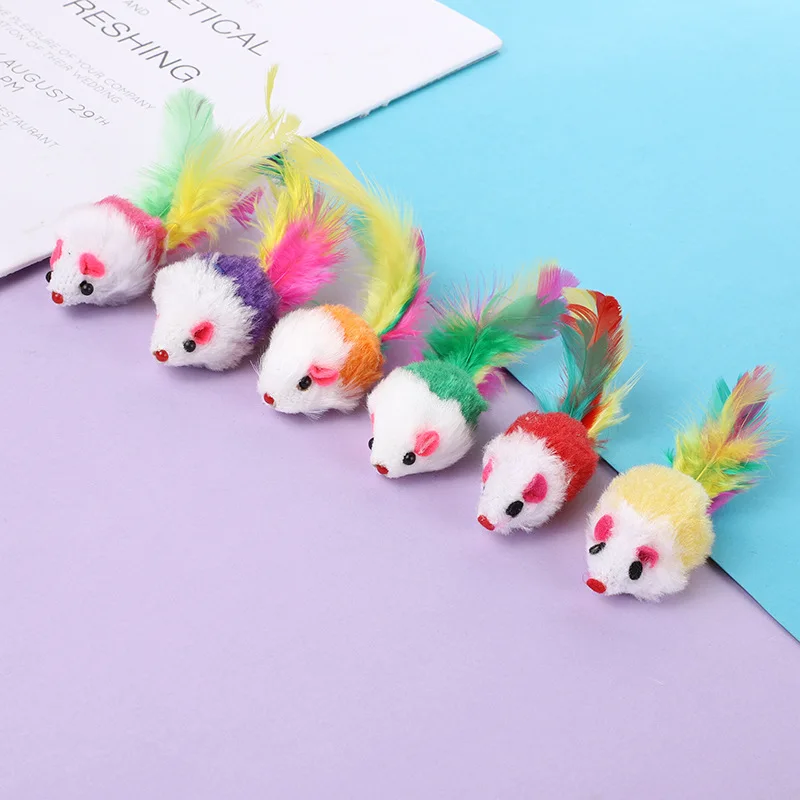 

New Popular Pet Products Cat Toys Colorful Feathers Realistic Mouse
