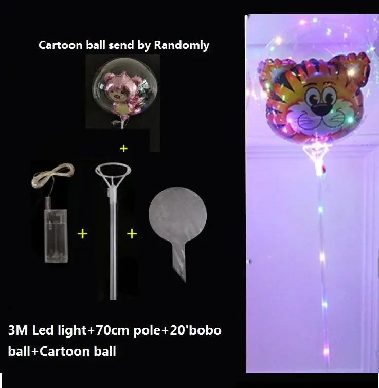 Globo de helio transparente LED con pegatinas, 24 pulgadas, brillante, plumas, para decoraci&oacute;n del Festival-5
