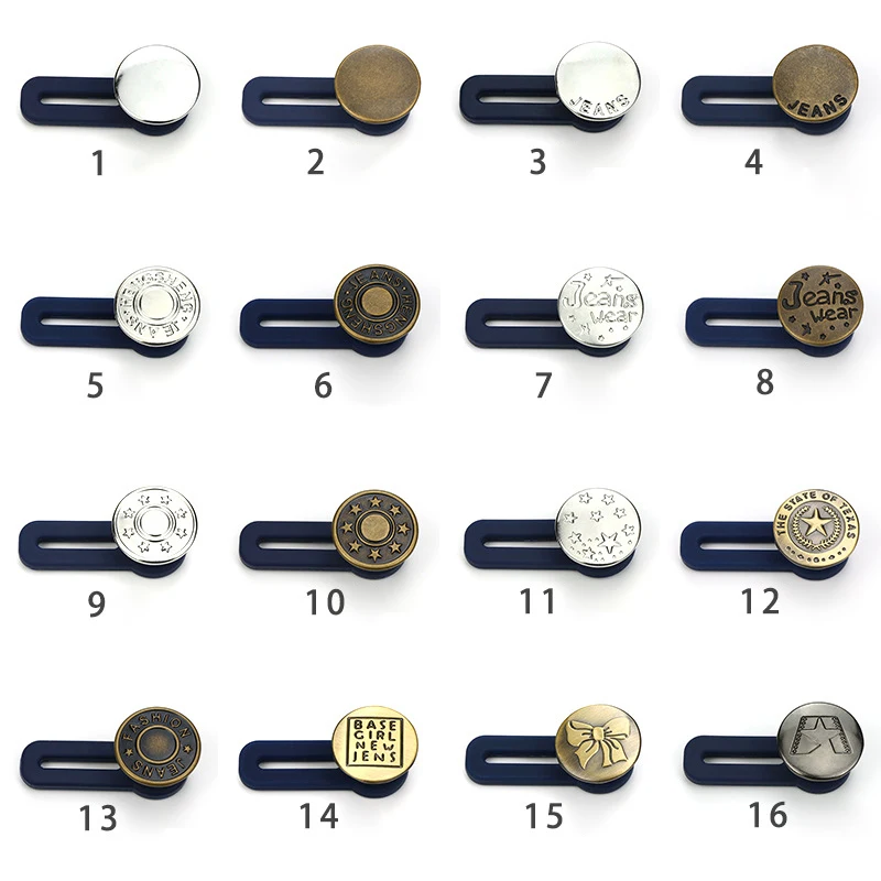 

10pcs Unisex Retractable Jeans Button Adjustable Detachable Extended Button for Clothing Jeans Waist Band Pant Extender Belt OPK
