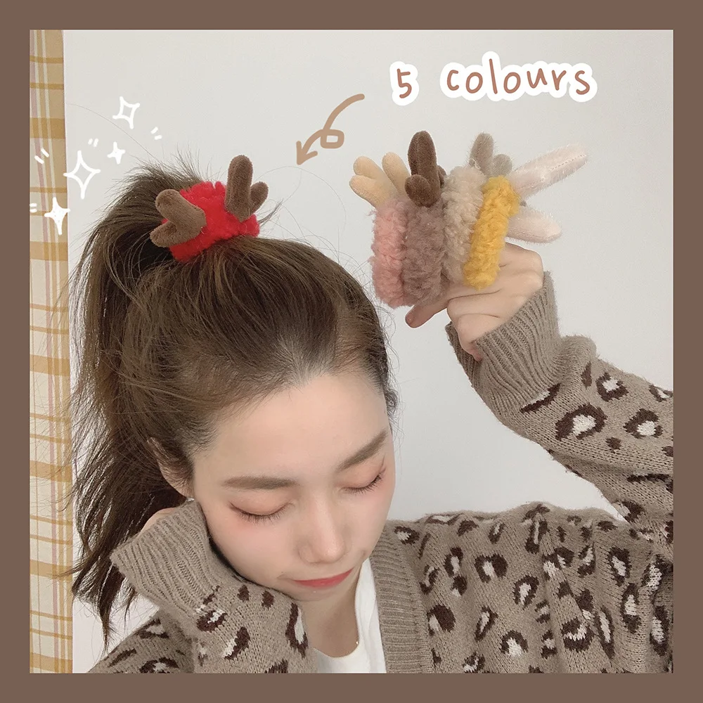 

Модные лося, резинки для волос для девочек плюшевая повязка для волос Веревка головной убор женский Хвостик Держатель на голову эластичная ...