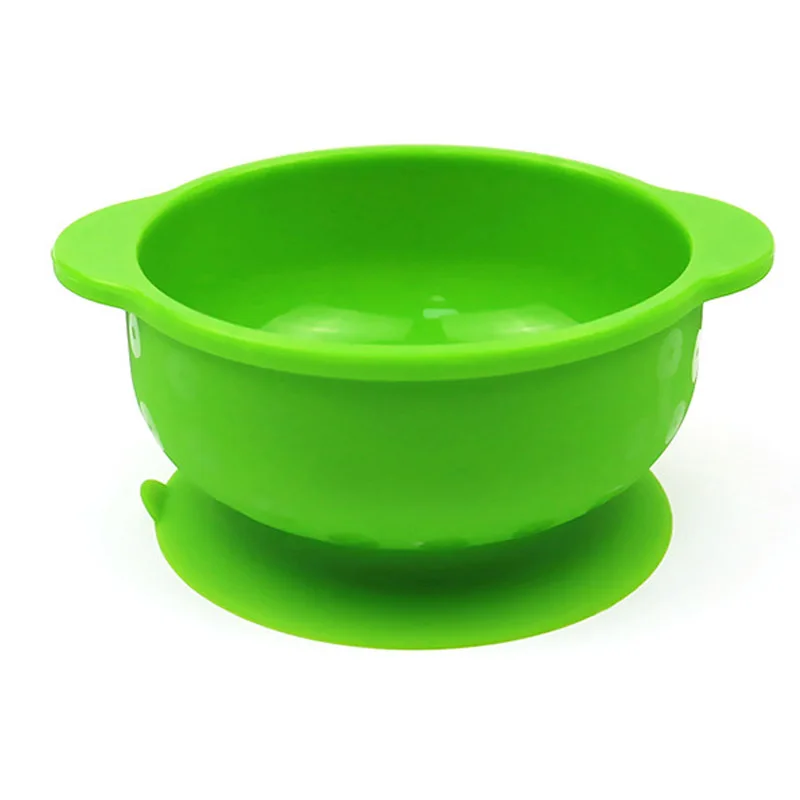 Green Bowl only Тарелка для детей с силиконовая детская чаша всасывания BPA бесплатное Кормление детская посуда детские обеденные блюда - Цвет: Green Bowl only