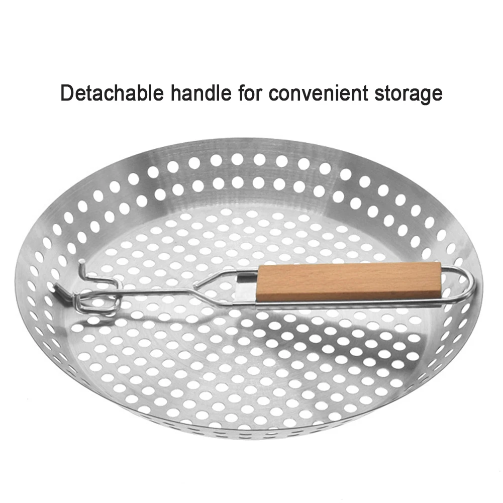 Draining Tray Round Oil Hole Pan Detachable Handle Cooling Dish Cooking Plate suitable for BBQ chicken wing | Дом и сад