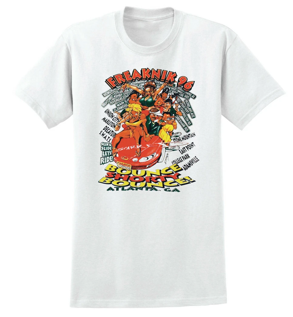 96' Freaknik Atlanta 1996 Bounce 100 хлопковая Футболка Бесплатная доставка Топы Футболка| |