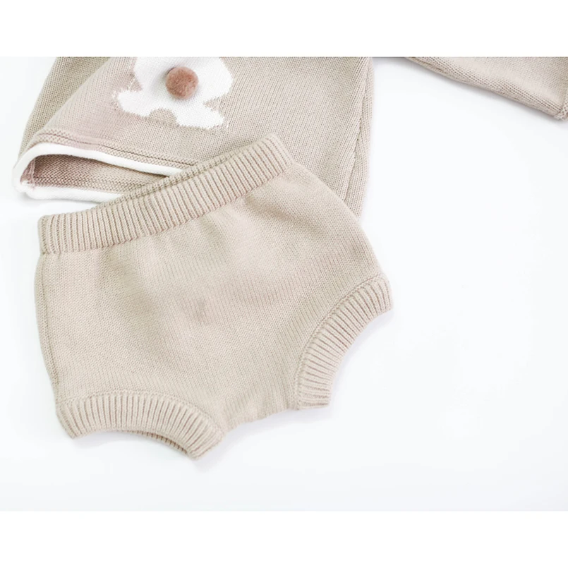 

Xmas bunny embroidery long sleeve pullovers+shorts suit for girls clothing set autumn winter boys sweater short pants children