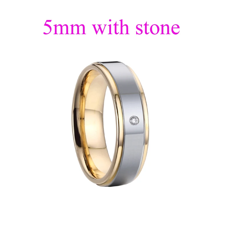 TC088 5mm(1cz) Кольцо для пар, его и ее свадьба, ювелирные изделия из нержавеющей стали, любовь, помолвка, обручальные кольца, набор для мужчин и женщин - Цвет основного камня: TC088 5mm(1cz)