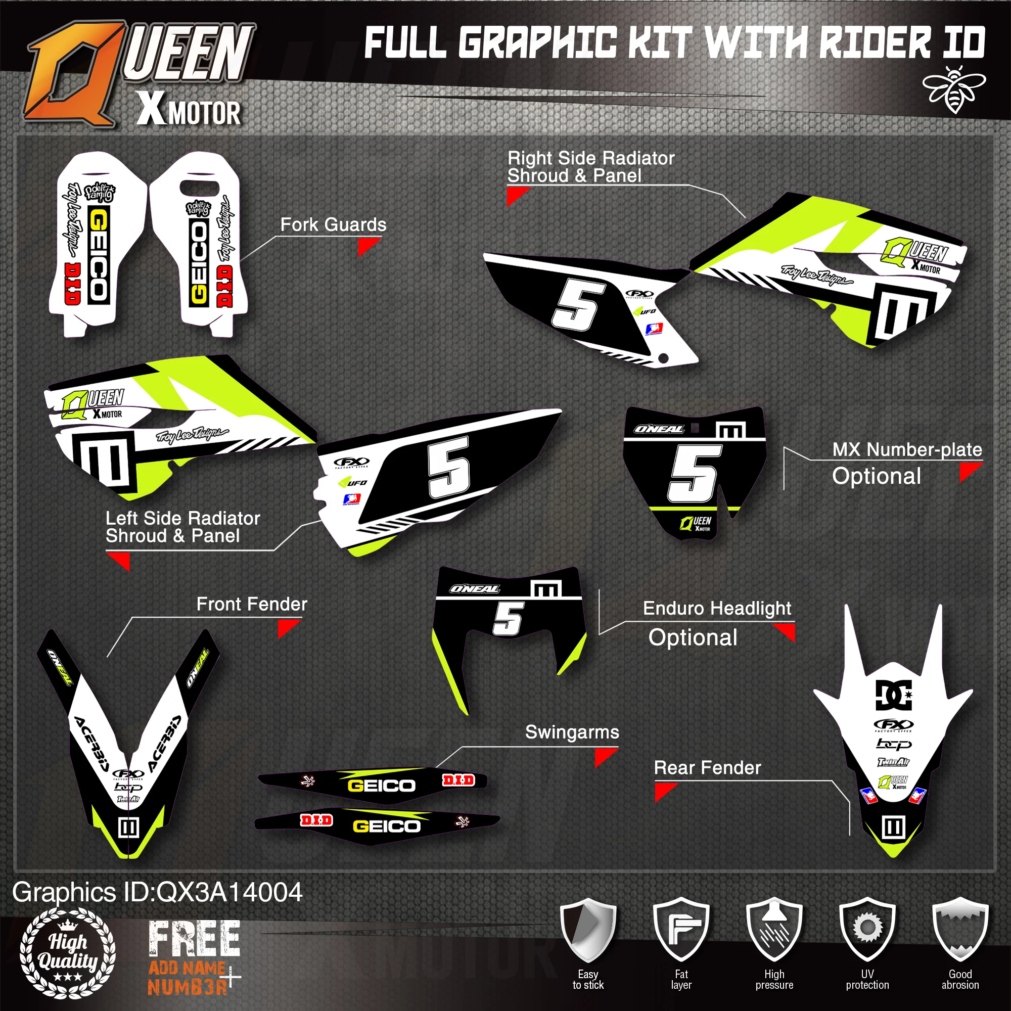 Оригинальные графические наклейки Queen X Team Набор наклеек s для Husqvarna наклейка 2014 15