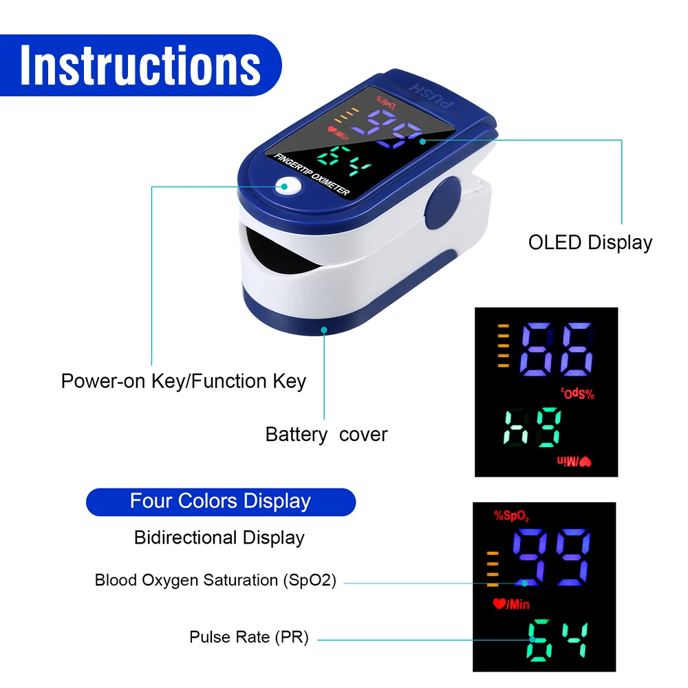 Medical Household Digital Fingertip Pulse Oximeter Blood Oxygen Saturation Meter Finger OLED SPO2 PR Monitor Health Care