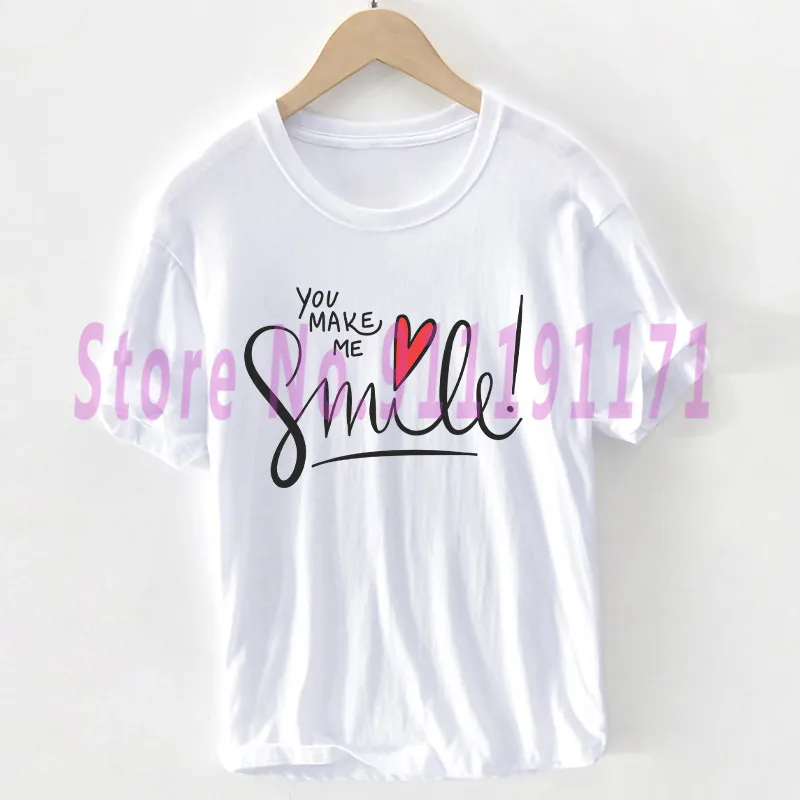 

Jesus loves you t shirt women You Make Me Smile Graphics Tops Harajuku Heart Love T-shirt 100% Cotton OH YEAH clothes Female/Man