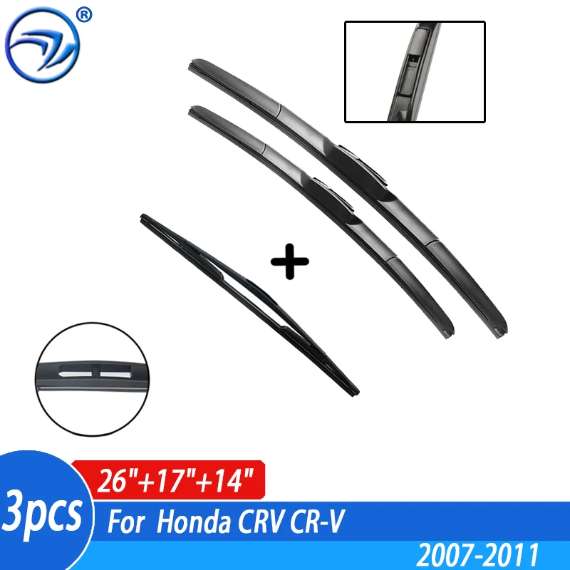 

Windscreen Wiper Blades For Honda CRV CR-V 2007-2011 3rd Generation Windshield Front Rear Set 2008 2009 2010 26"17"14"