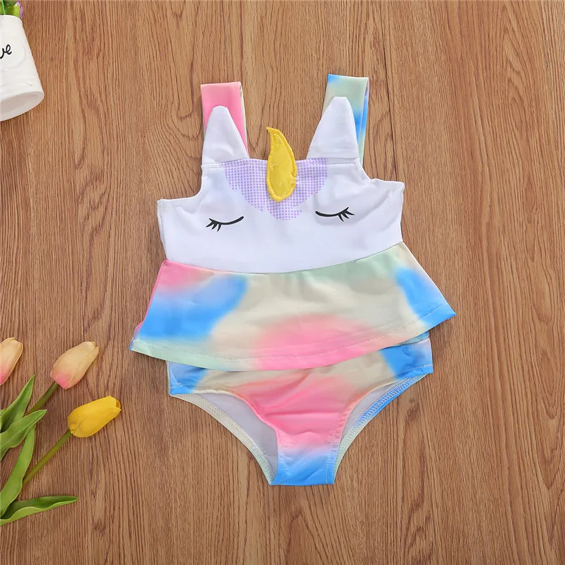 

Summer Toddlers Split Swimsuit Little Girls Sweet Style Creative Eyelashes Pattern Sleeveless Suspender Swimwear Beach Clothes