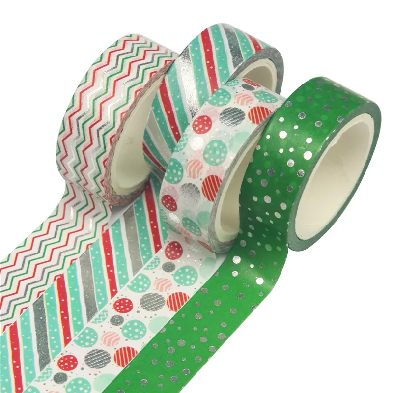 12Pcs/Set Christmas Washi Tapes Snowflake Reindeer Stripes Kawaii Masking Stickers Stationery Scrapbooking School Supplies | Канцтовары